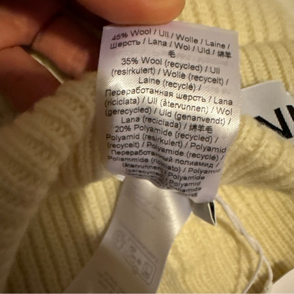 Ganni Fitted Wool Rib Knit Beanie In Egret NWT - Picture 7 of 9